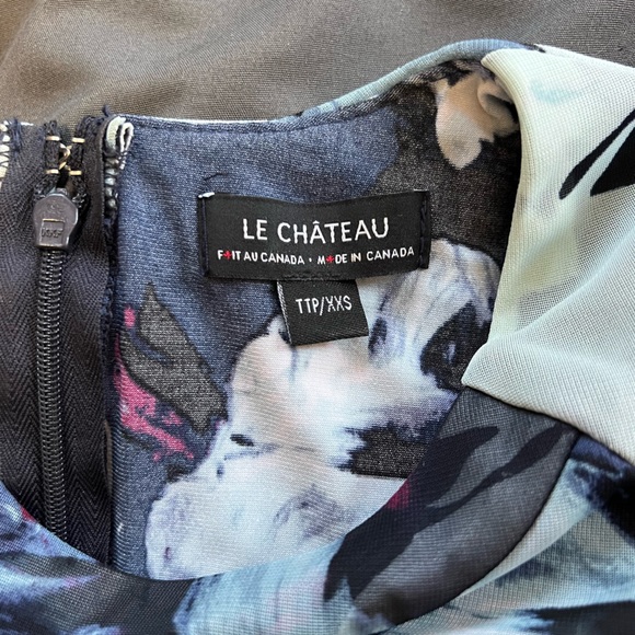 Le Chateau Blue Floral Chiffon Dress - Picture 3 of 3